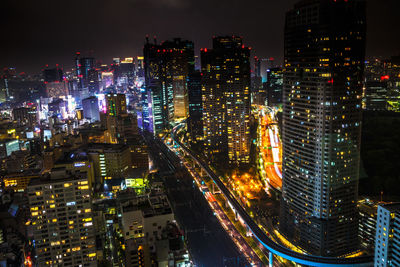 Illuminated city at night