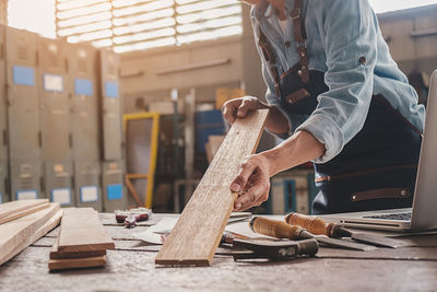 Man working on table