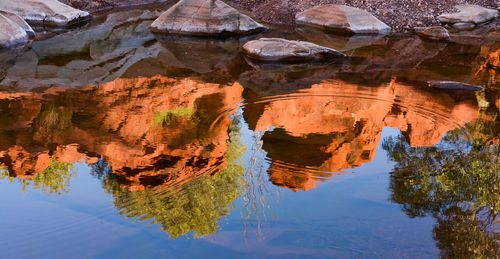 Reflection of rock formation in water