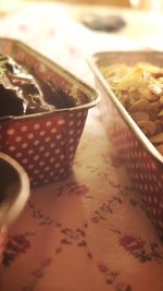 Close-up of food on table