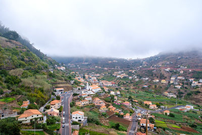 High angle view of townscape against sky