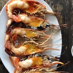 High angle view of seafood in plate