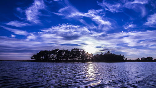 Scenic view of sea against sky at sunset