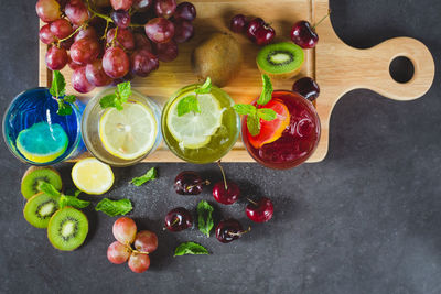 High angle view of fruits on table