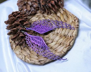 High angle view of bread in basket