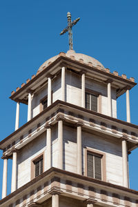 Church tower of the cathedral of copiapo at main square, chile