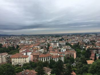 High angle shot of townscape against sky