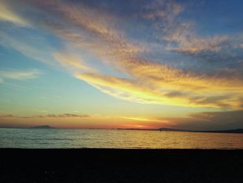 Scenic view of sea against sky at sunset