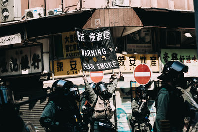 People on street in city