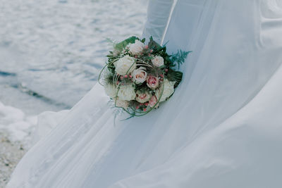 High angle view of flower bouquet