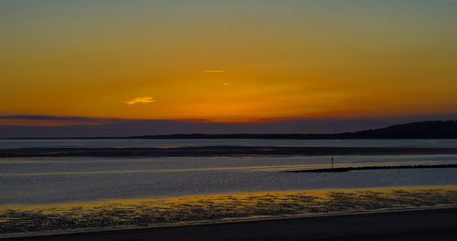 Scenic view of sea at sunset