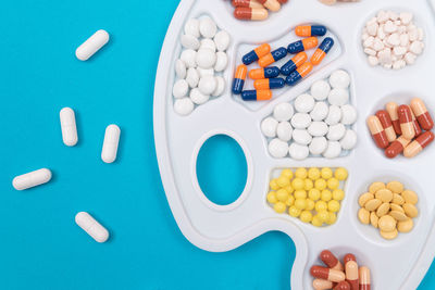 High angle view of multi colored pencils on table