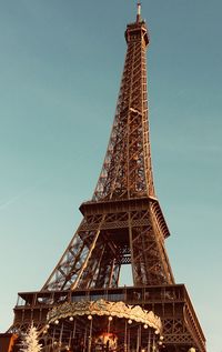 Low angle view of eiffel tower against sky