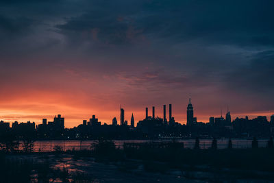 View of buildings against sky during sunset