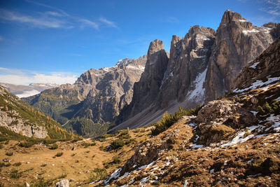 Scenic view of mountain range against sky