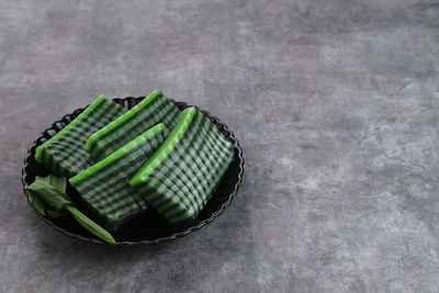 Kue lapis pandan or kue pepe or sticky layer cake, indonesian traditional snack made from rice flour