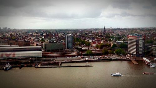 Cityscape with river in background