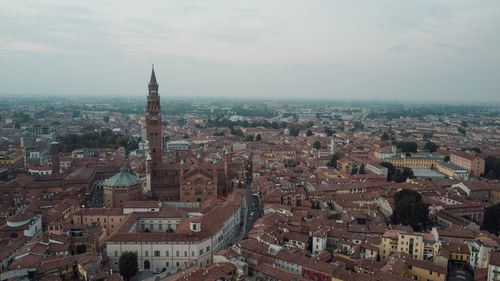 High angle view of townscape against sky