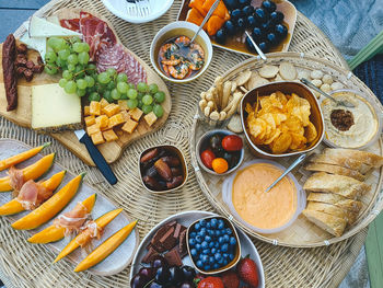 Close-up of food variation on table