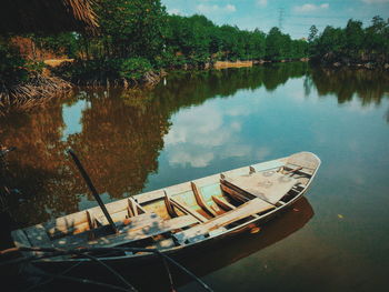 View of boats in calm lake