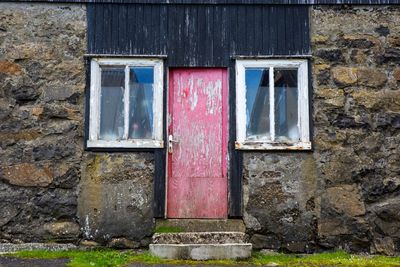 Closed door of old building