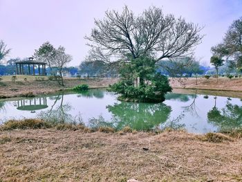 Scenic view of lake against sky