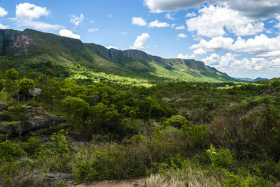 Scenic view of mountains against sky