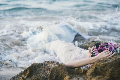 Woman relaxing at beach