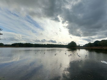 View of lake against cloudy sky