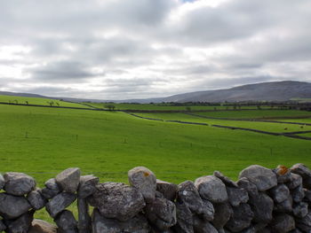 Scenic view of landscape against cloudy sky