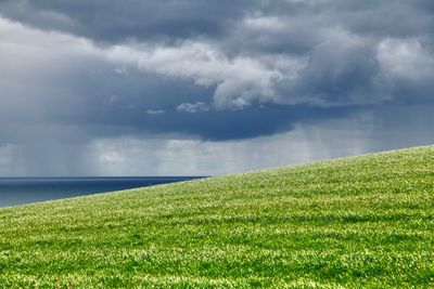 Scenic view of land against sky