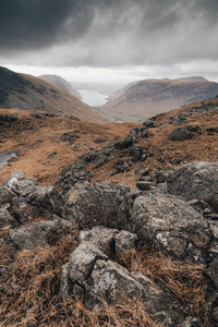 Scenic view of mountains against sky