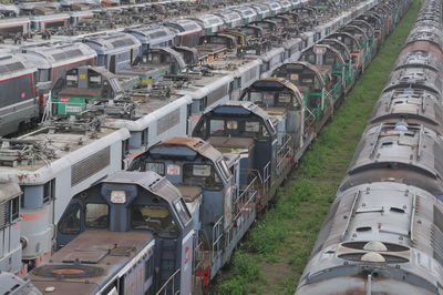 High angle view of train