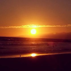 Scenic view of sea at sunset