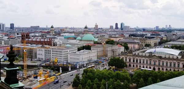 High angle view of buildings in city