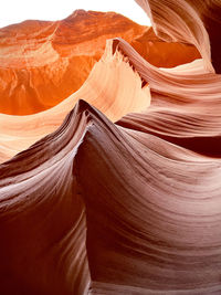 Beautiful and scenic rock formations hiking in the lower antelope canyon slot canyon