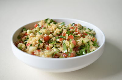 High angle view of salad in bowl