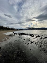 Scenic view of sea during sunset