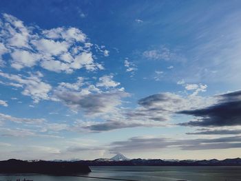 Scenic view of sea against blue sky