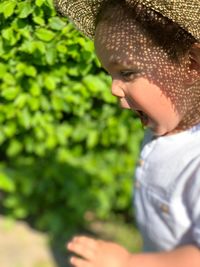 Portrait of boy looking away