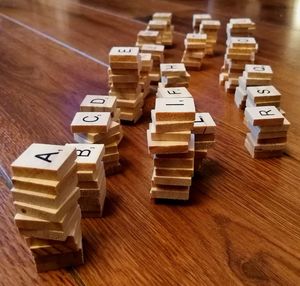 High angle view of stuffed toy on table