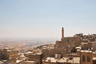Panoramic view of mardin city roofs and mesopotamian plain. south-eastern part of turkey.