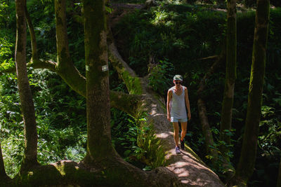 Man walking in forest