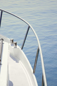 High angle view of yacht sailing on sea