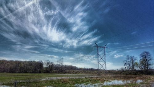 Scenic view of field against cloudy sky