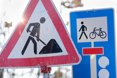 Close-up of road signs