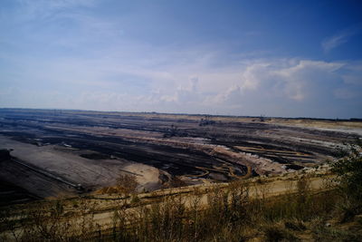 Scenic view of land against sky