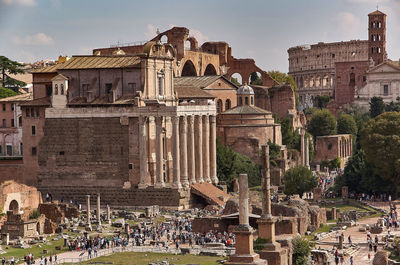 Group of people in front of old building