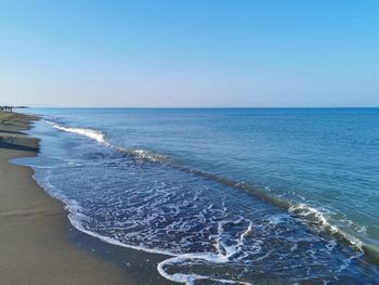 Scenic view of sea against clear sky