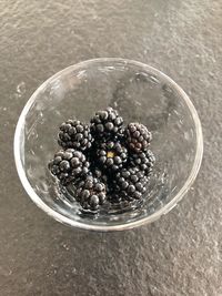 High angle view of fruit in bowl on table